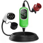 EVSE AC portable, three-phase charger for electric vehicles, for households, 11kW, 400V, 16A, 6m cable with T2 connector