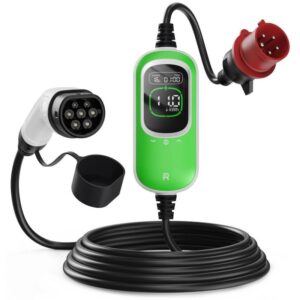 EVSE AC portable, three-phase charger for electric vehicles, for households, 11kW, 400V, 16A, 6m cable with T2 connector