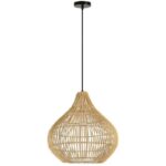 IMMAX BOHO PELO design pendant lamp, D40cm, E27, natural rattan