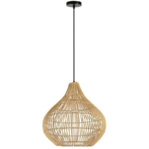 IMMAX BOHO PELO design pendant lamp, D40cm, E27, natural rattan
