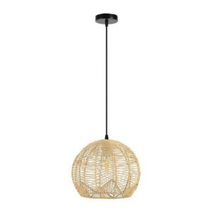 IMMAX BOHO PELO designer pendant lamp, D30cm, E27, natural rattan