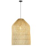 IMMAX BOHO PELO designer pendant lamp, D35cm, E27, natural rattan