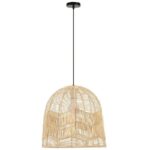 IMMAX BOHO PELO designer pendant lamp, D50cm, E27, natural rattan