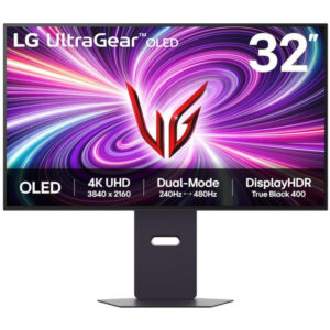 LG monitor 32GS95UV-B OLED 32"/ 3840x2160 / 250cdm / 0.03ms/ 1.5 mil:1/4K 240Hz/ FHD 480Hz//DP/HDMI/pivot/ black
