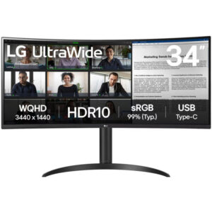 LG monitor 34WR55QK-B VA 34" UWQHD curved /3440×1440(21:9)/100Hz/DP/HDMI//USB/height adjustment