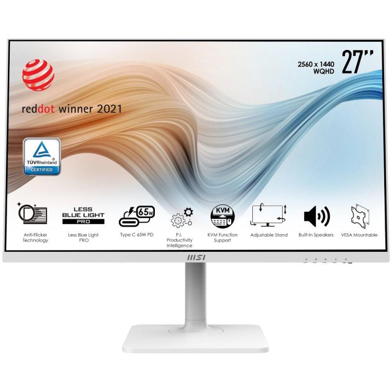 MSI Modern MD272QPW/ 27"/ 2560x1440/ IPS/ 4ms/ 300cd/m2/ 1000:1/ HDMI/ DP/ USB/ USB-C/ white