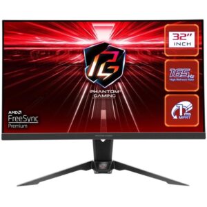 Phantom Gaming by Asrock monitor PG32QF2B 31.5"/VA/2560x1440/165Hz/ 550cd/m2/1ms/DP/2x HDMI/repro/height adjustment/Wifi ant.