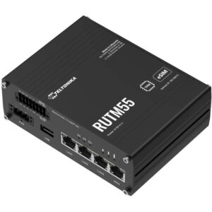 Teltonika RUTM55 industrial router, dual SIM + eSIM, 5G, 4x LAN, serial RS232/485, WiFi 5