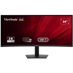 ViewSonic VA3420C '34" 21:9, 3440 x 1440, SuperClear® VA curved monitor, 120Hz, 2 HDMI, DP, USB, USB-C 96W, speakers,