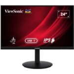 ViewSonic VG2409-MHDU-2/ 24" FHD Frameless IPS Monitor with 2 HDMI, DisplayPort, USB type C, USB, Full Ergonomic Stand