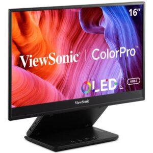 ViewSonic VP16-OLED - portable monitor/15.6"/OLED/16:9/ 1920x1080/60Hz/1ms/ 400cd/m2/microHDMI/2xUSB-C/stand/speaker