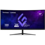 ViewSonic VX3418C-2K '34" 21:9, 3440 x 1440, VA, 1500R curved, 180Hz, 1ms MPRT, 2 HDMI, 2 DP, speakers, height adjust.