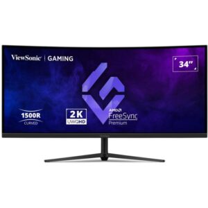 ViewSonic VX3418C-2K '34" 21:9, 3440 x 1440, VA, 1500R curved, 180Hz, 1ms MPRT, 2 HDMI, 2 DP, speakers, height adjust.
