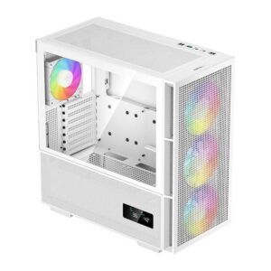 DEEPCOOL case CH560 Digital / MidT / 3x140 and 120mm ARGB fan / USB 3.0 / USB-C / tempered glass / digital display / white