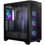 MSI case MPG GUNGNIR 300R AIRFLOW/ without power supply/ left tempered glass/ 4x 120 mm A-RGB fan/ 1x USB-C/ 2x USB3.2/ black
