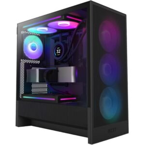 NZXT case H5 Flow RGB edition / 1x360 mm RGB core fan / 1x120mm / USB 3.0 / USB-C 3.1 / transparent side panel / mesh / black