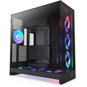 NZXT case H9 Flow ARGB+ two-chamber ATX / 6xRGB 140 mm / 1x 120mm fan / glass / controller / black