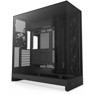 NZXT H9 Flow dual-chamber ATX case / 4x140mm fan / up to 10xfan / perforated top / glass sides, front / black