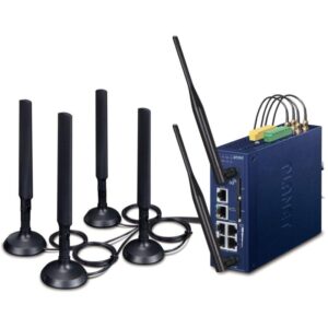 Planet dual 5G/LTE security gateway, 2x WAN + 3x LAN, DI/DO, GPS, WiFi, DIN, IP30, -45/+75°C, dual 9-54VDC