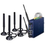 Planet dual 5G/LTE security gateway, 2xWAN + 3xLAN/1xSFP, DI/DO, GPS, WiFi, DIN, IP30, -45/+75°C, dual 9-54VDC