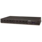 Planet IPM-8220, IP control of 8x 230V/10A sockets, LED+display, wattmeters, sensor option, rackmount 19/1U