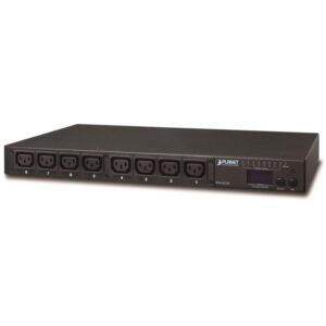 Planet IPM-8220, IP control of 8x 230V/10A sockets, LED+display, wattmeters, sensor option, rackmount 19/1U