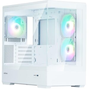Zalman case P30 White V2/ miniT / 3x120mm fan ARGB / USB 3.0 / USB-C / tempered glass / white